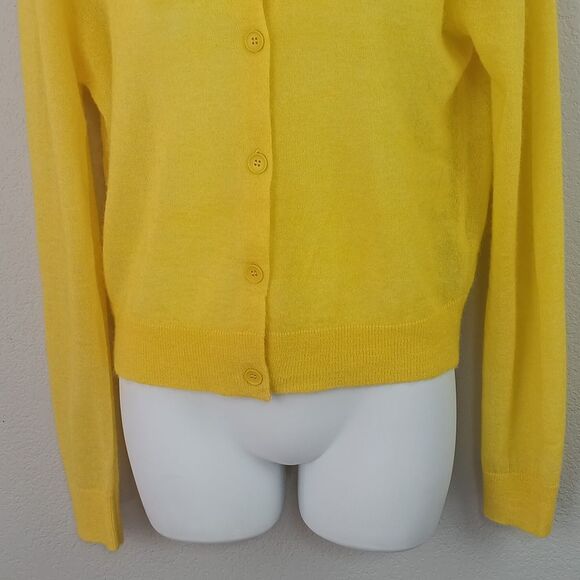 Zara Womens Alpaca/Wool Blend Yellow Button Up Long Sleeve Knit Cardigan Sz L - Picture 5 of 14